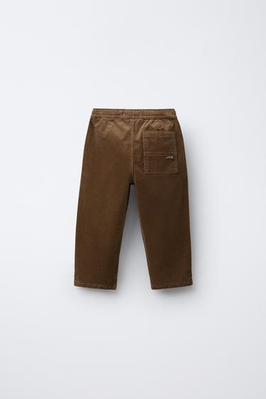 Zara LINED FINE-WALED CORDUROY PANTS - taupe brown