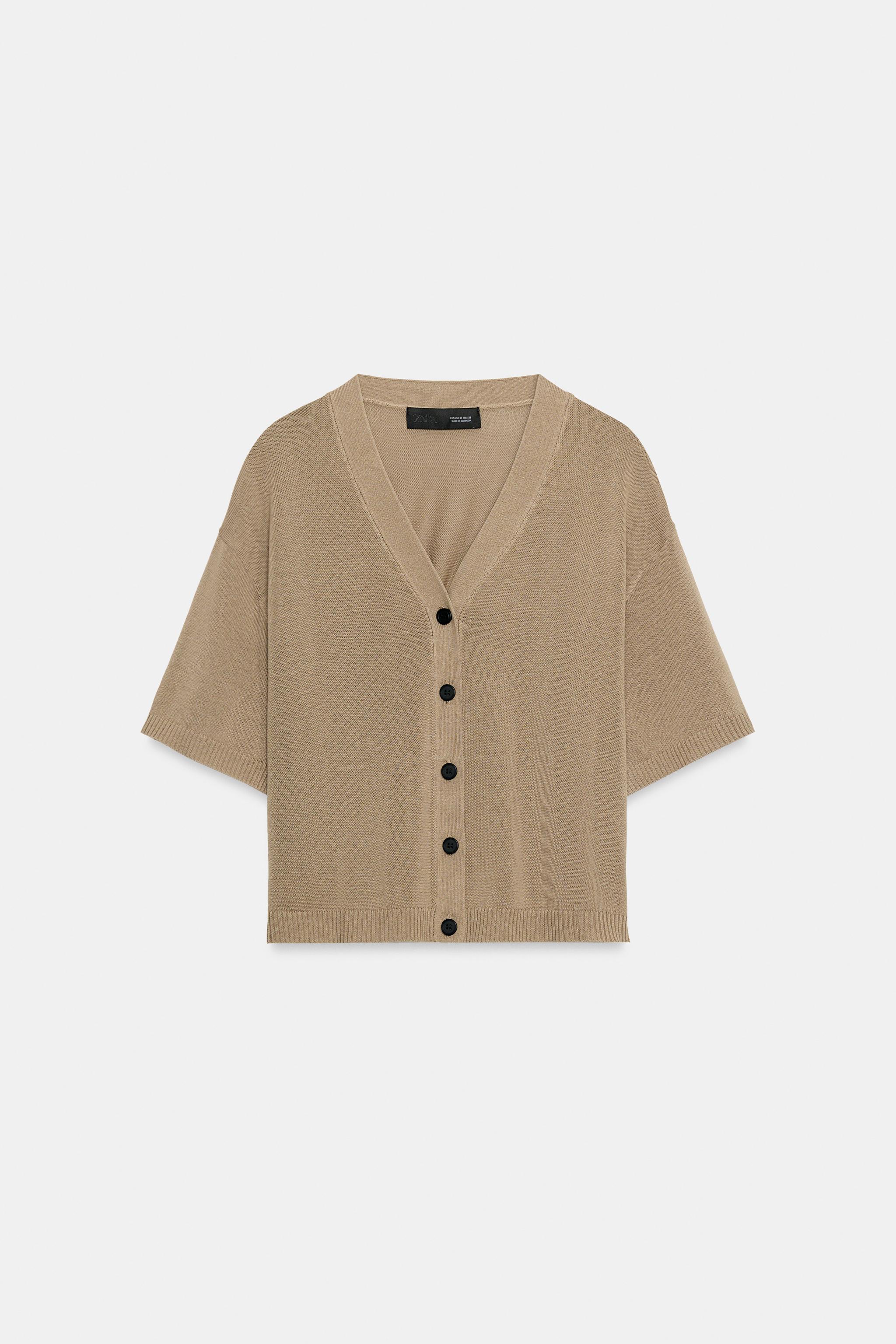 SHORT SLEEVE KNIT CARDIGAN