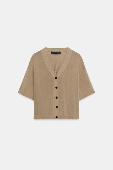 GILET EN MAILLE À MANCHES COURTES - Vison de Zara - Image 4