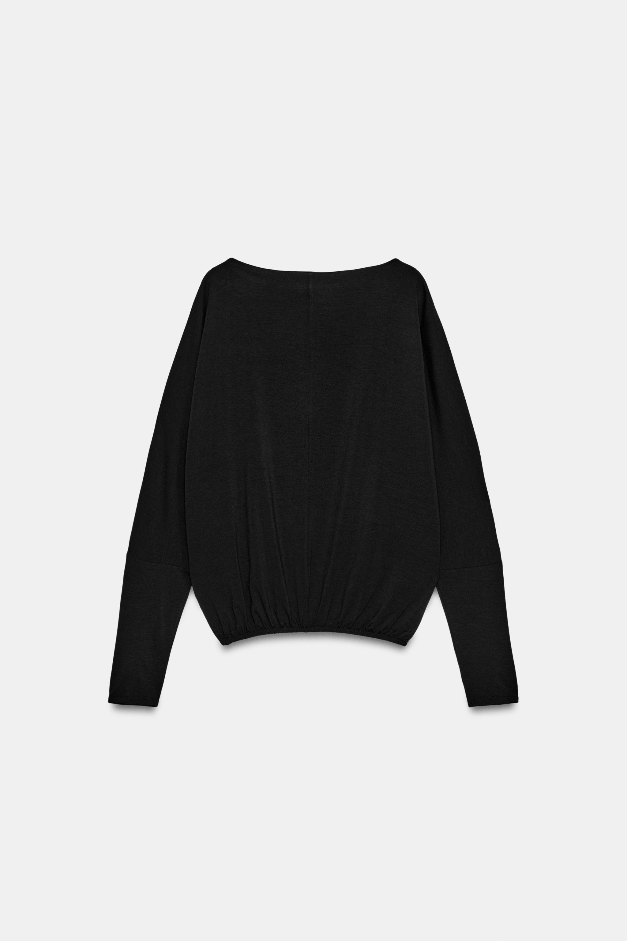 Женские футболки Zara ELASTICIZED HEM T-SHIRT — фото 5