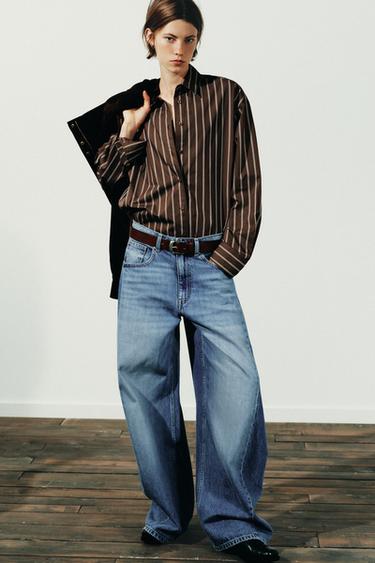 Zara OVERSIZED SHIRT - Dark brown