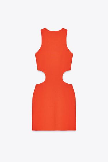 CUT OUT KNIT MINI DRESS - Orange by Zara