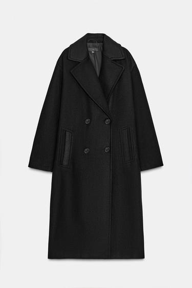 Zara SOFT OVERSIZED COAT - Black