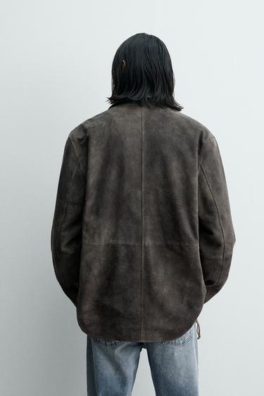 SUEDE LEATHER BLAZER - Brown / Taupe by Zara - Image 2