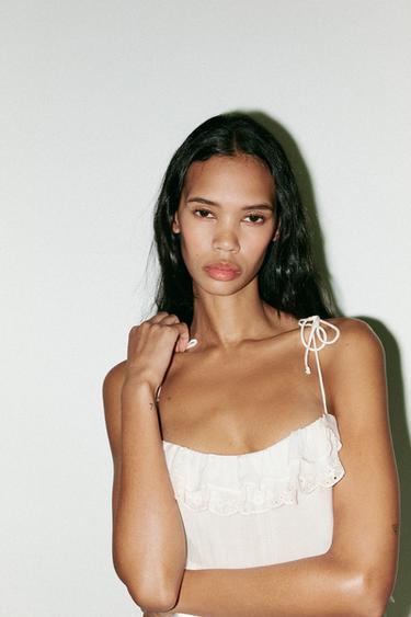 ROBE COURTE À VOLANTS BRODÉS - Blanc de Zara - Image 2