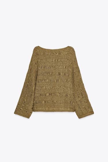 RIBBON KNIT SWEATER - Khaki by Zara - Image 6