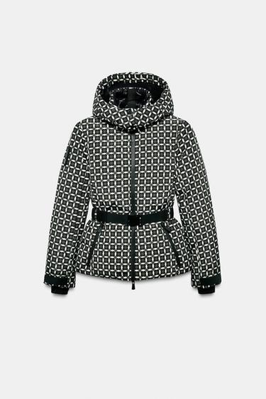 HOODED WATER-RESISTANT WINDPROOF DOWN JACKET RECCO® TECHNOLOGY SKI COLLECTION - Green / Ecru by Zara