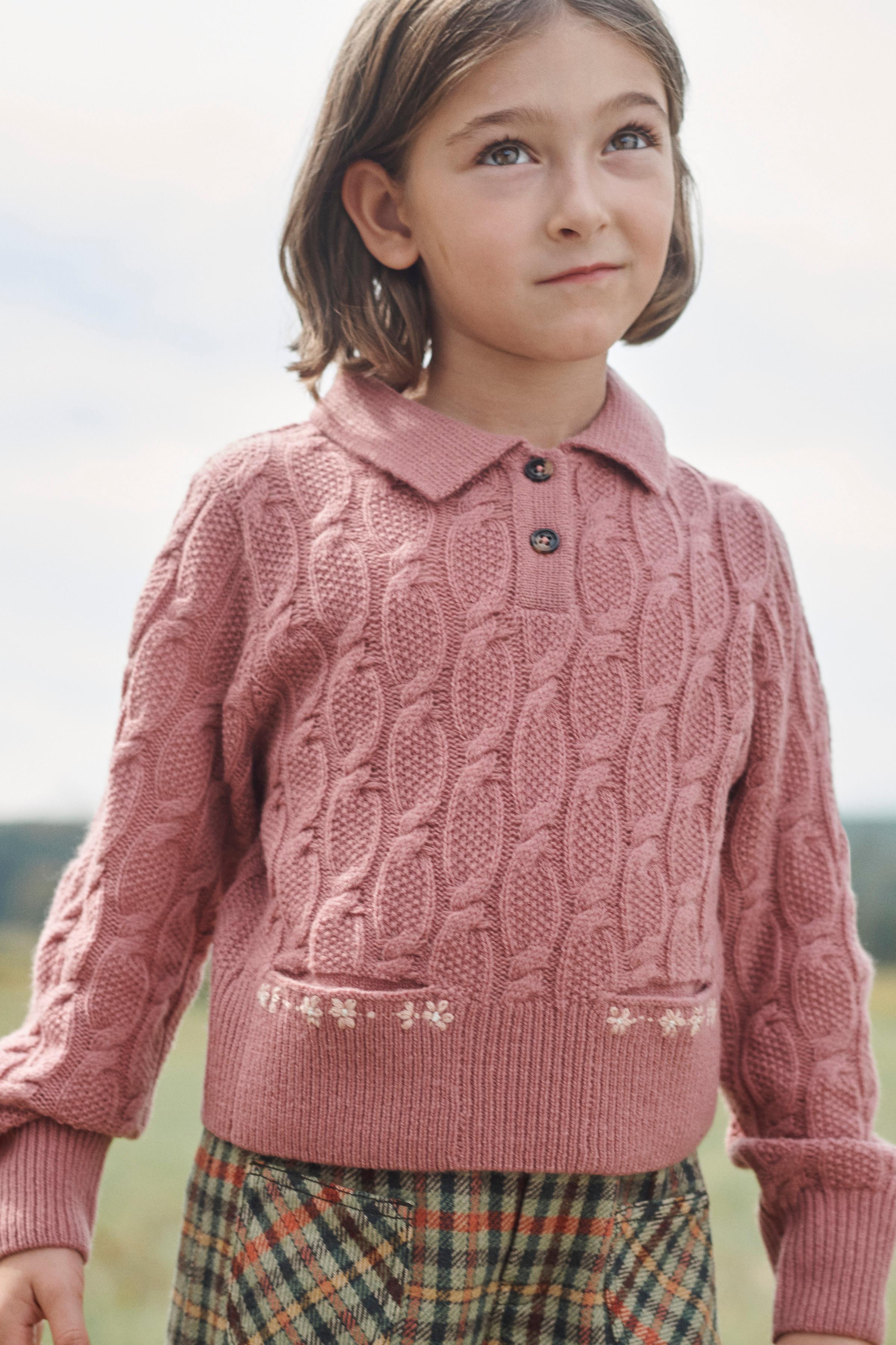 LIMITED EDITION CABLE KNIT 100% WOOL POLO SHIRT