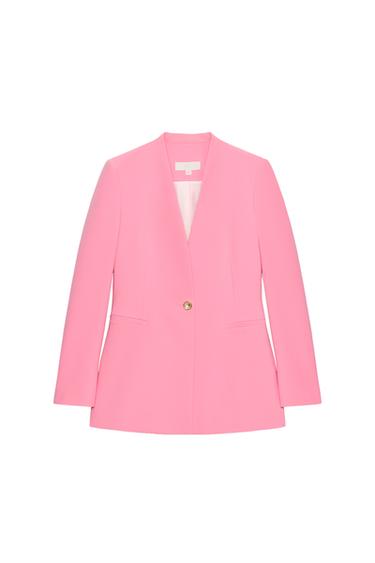 COLLARLESS FITTED BLAZER - Pink by Zara