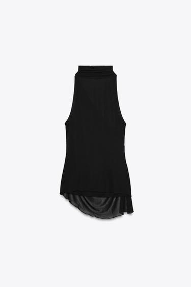 SEMI-SHEER HALTER TOP - Black by Zara - Image 6