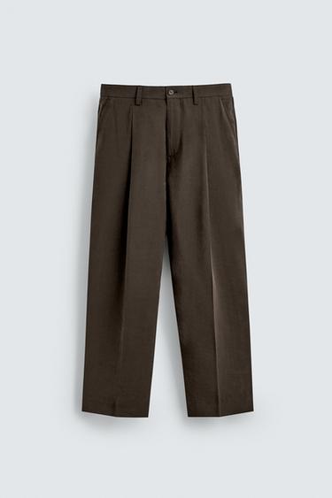FLOWING PLEATED TROUSERS - Brown by Zara