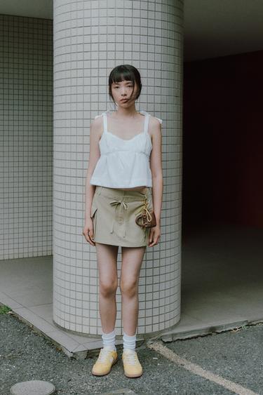 Z1975 데님 스트랩 탑 - Zara 화이트