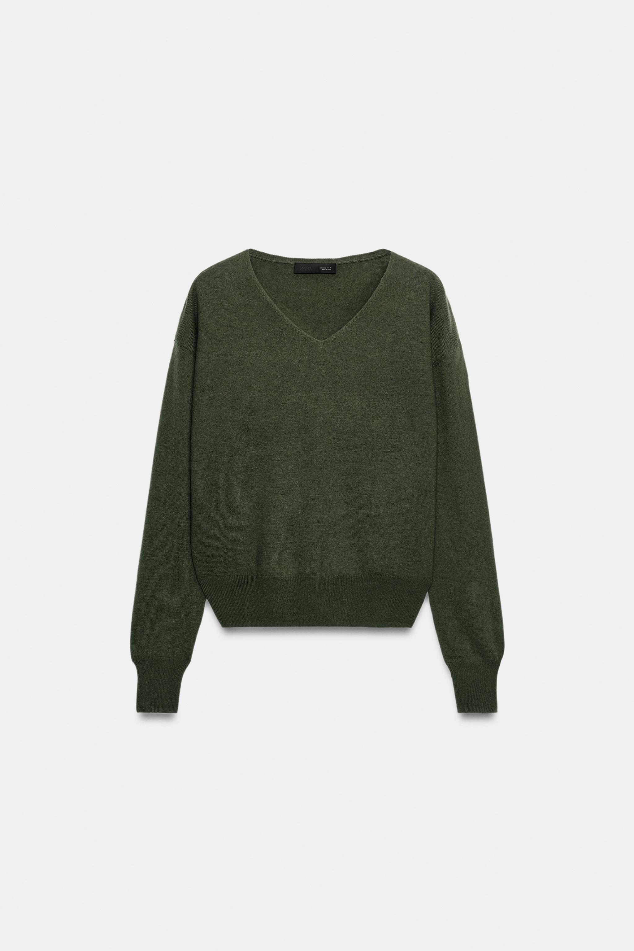 Zara %100 Yün Ekstra Yumuşak V Yaka Kazak görsel 8