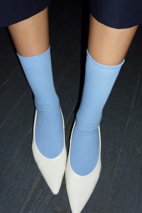 2-PACK OF PLAIN RIBBED SOCKS - Purple by Zara - Image 1
