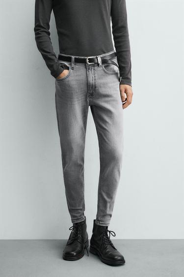 Zara SKINNY CROPPED FIT JEANS - Gray
