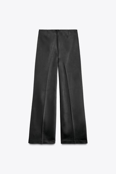 PANTALON SATINÉ LONGUEUR CHEVILLE - Noir de Zara - Image 3