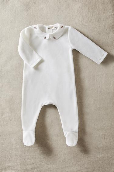 CHILDREN’S VELOUR DUCKLING ROMPER - Oyster-white by Zara - Image 5