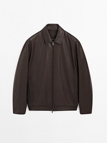 Blouson en cuir ovin nappa - Marron de Zara