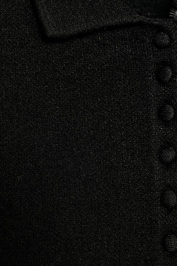 GILET EN MAILLE COL AMOVIBLE EFFET FOURRURE - Noir de Zara - Image 7