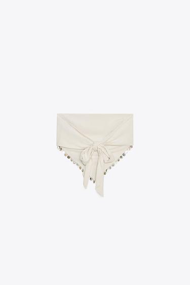 BEADED BANDEAU TOP - Beige by Zara - Image 2