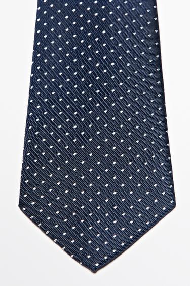 100% silk polka dot tie — Navy blue 2