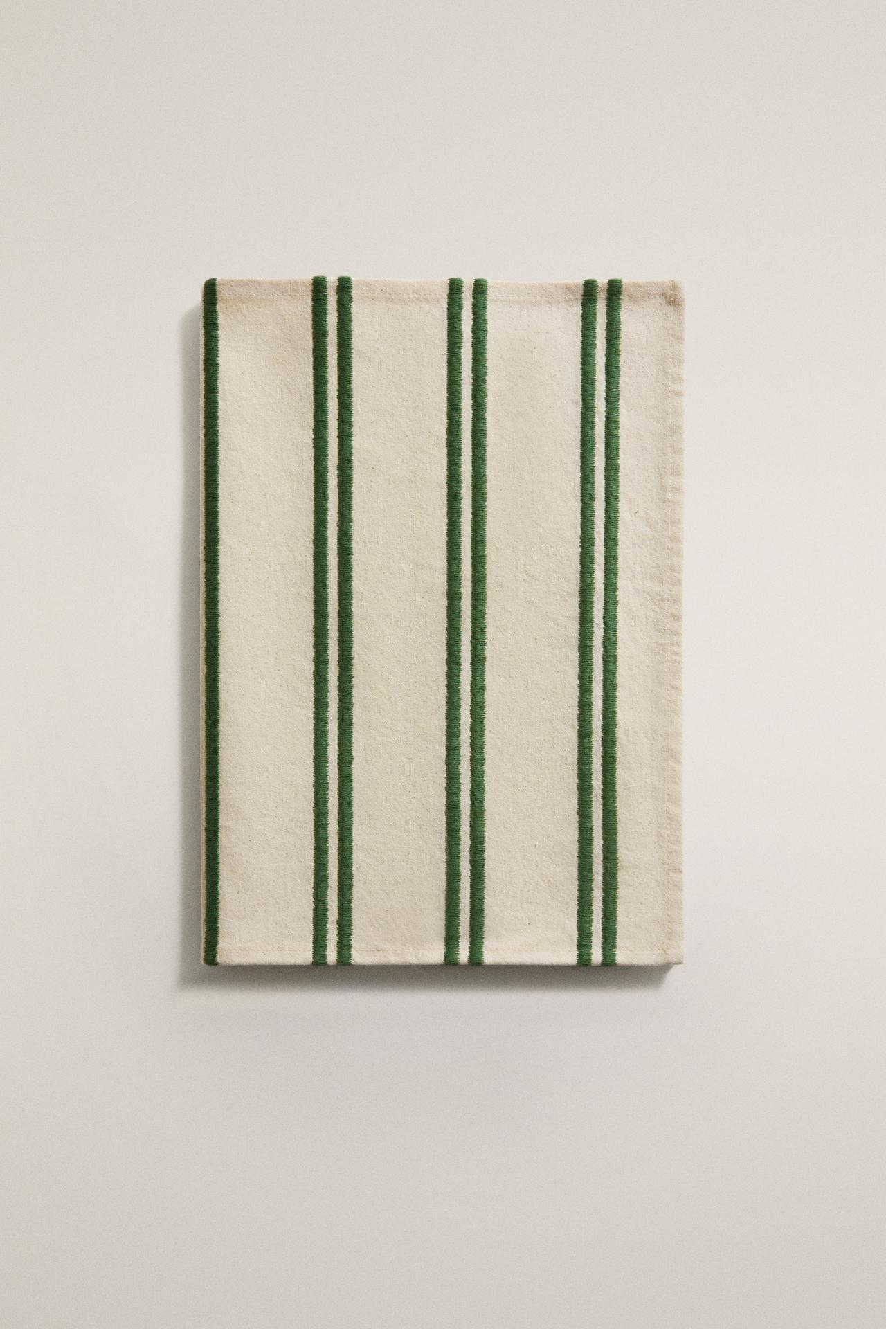 EMBROIDERED STRIPE PLACEMAT — Green