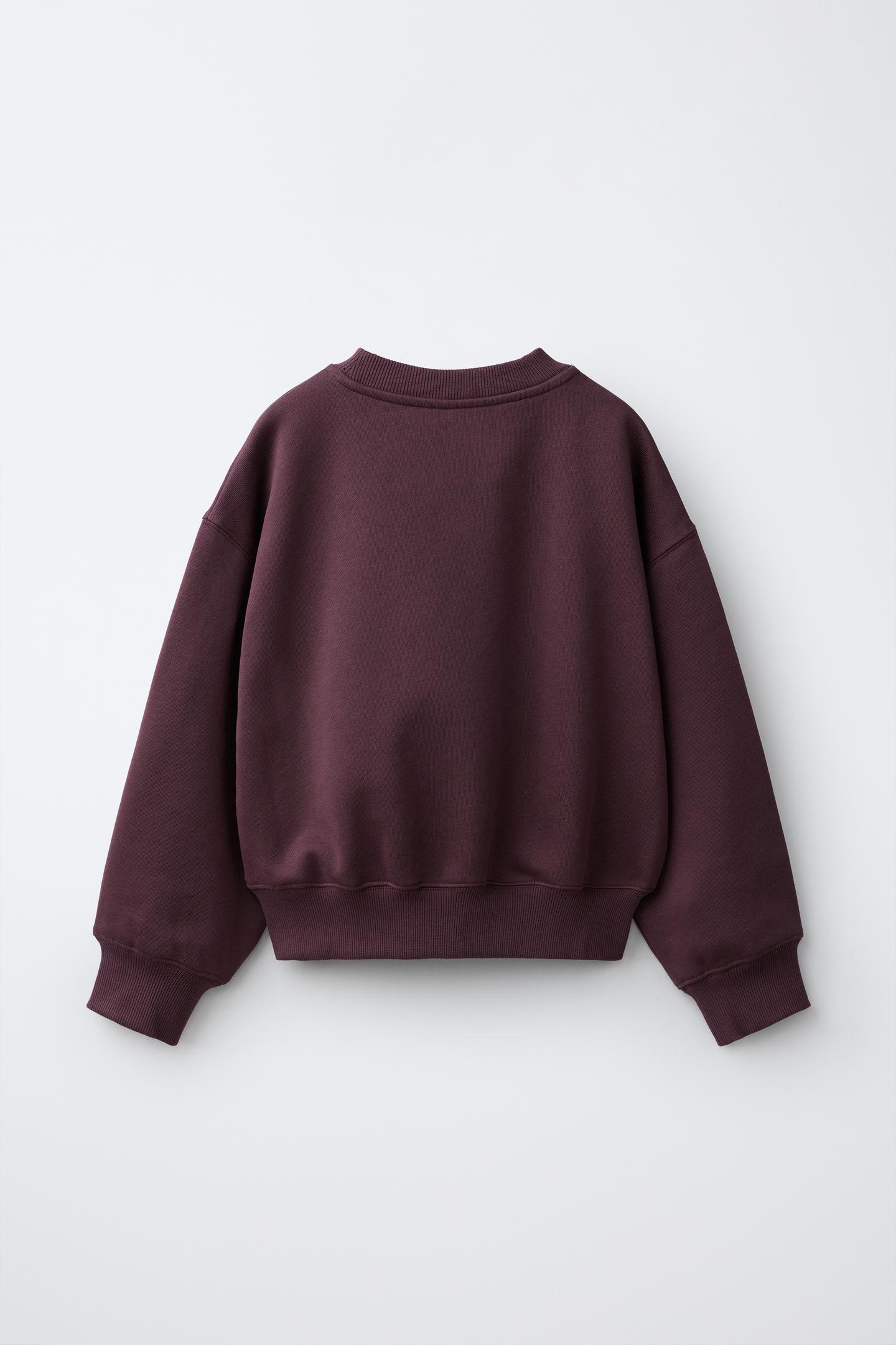 Детский свитшот Zara Varsity Graphic, цвет: Бордовый — фото 3