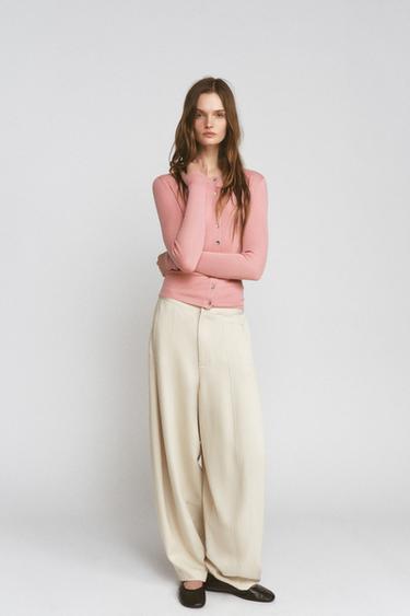 CHAQUETA 100% LANA RIB - Rosa de Zara