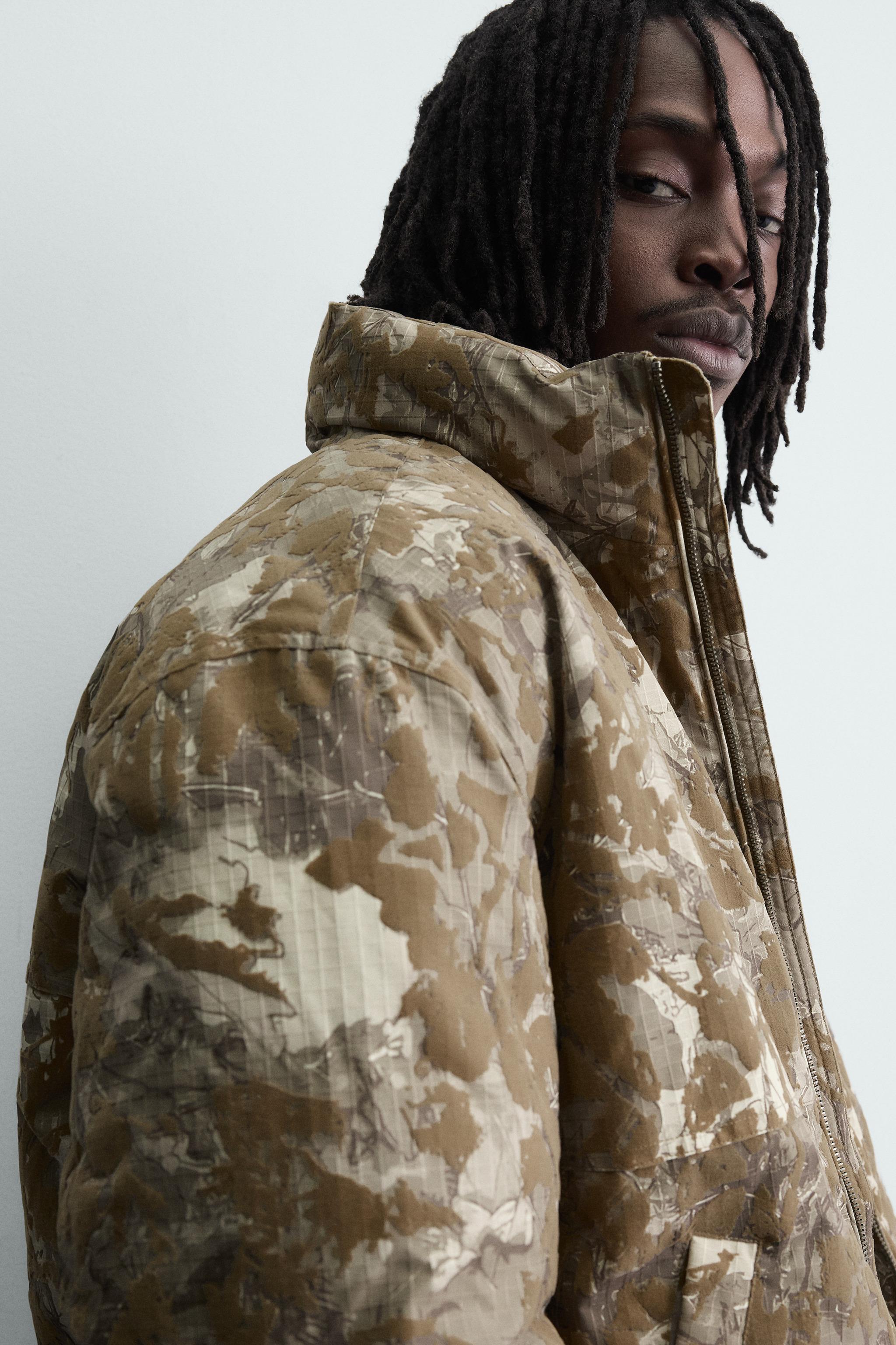 FLOCKED PRINT PUFFER JACKET