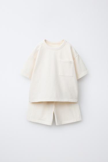 JOGGINGOVÁ SÚPRAVA TRIČKA A BERMÚD - krémová zn. Zara