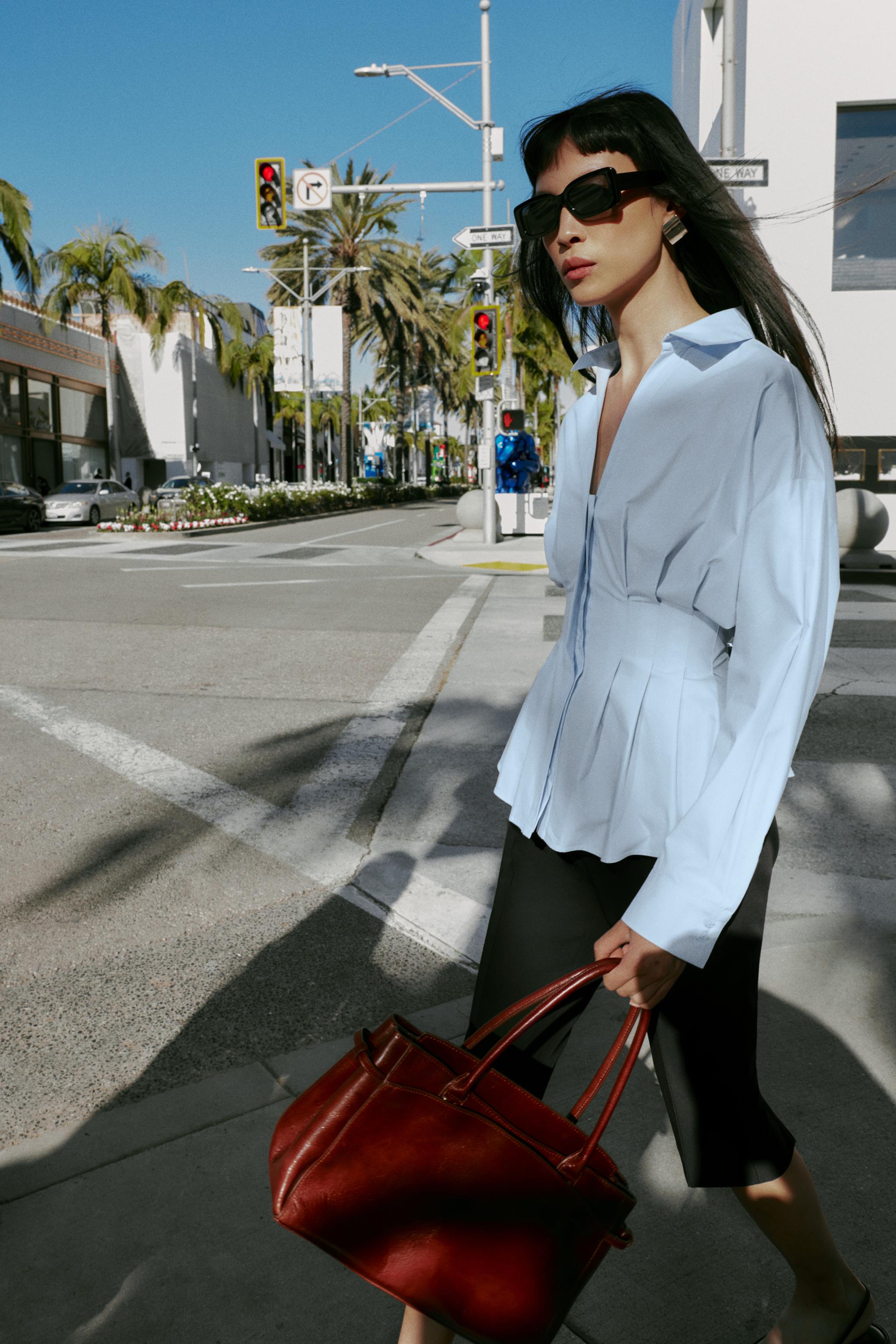 STRIPED PLEATED SHIRT