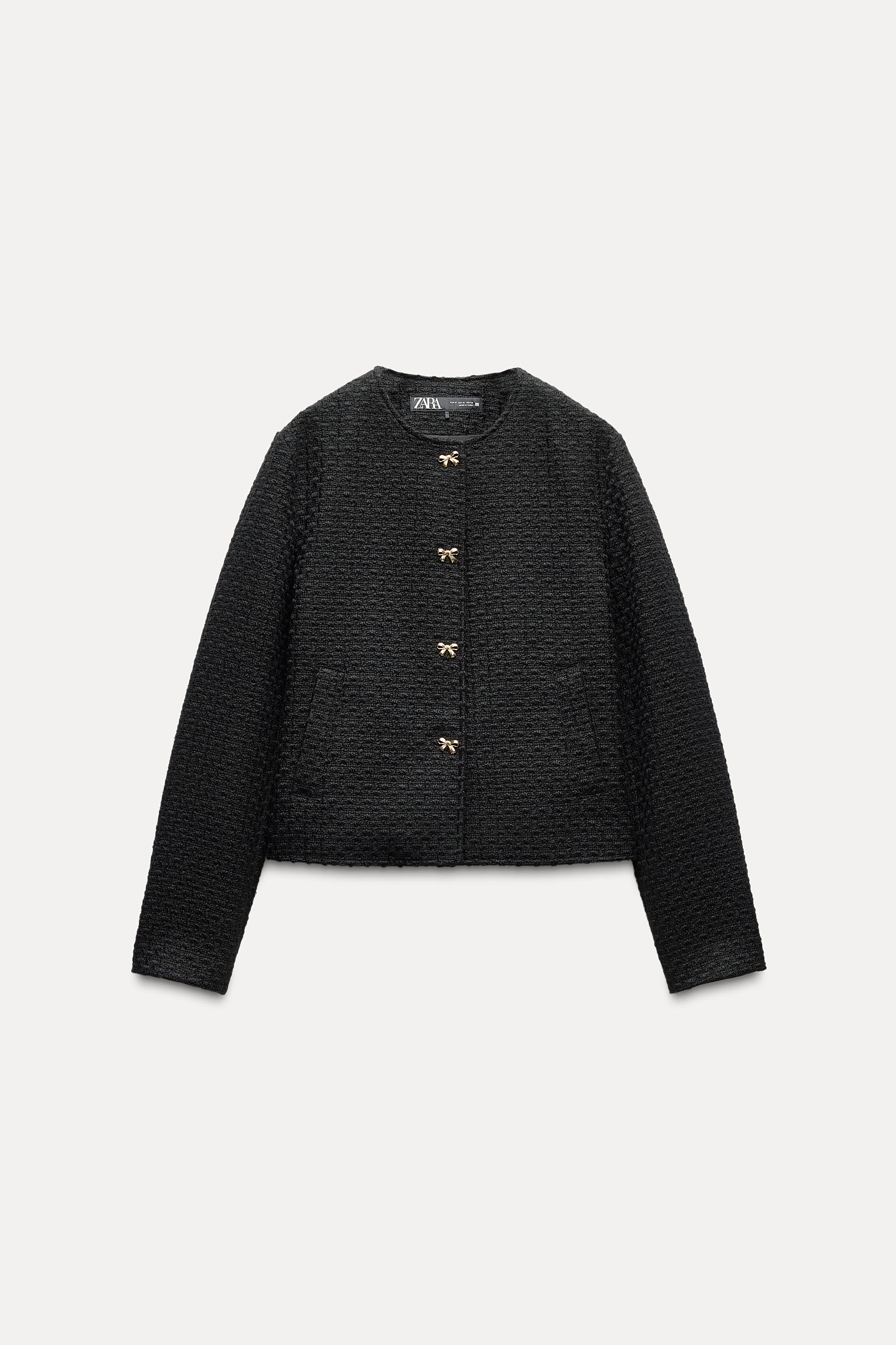 ループボタン付きテクスチャードジャケット - ブラック | ZARA Japan / 日本