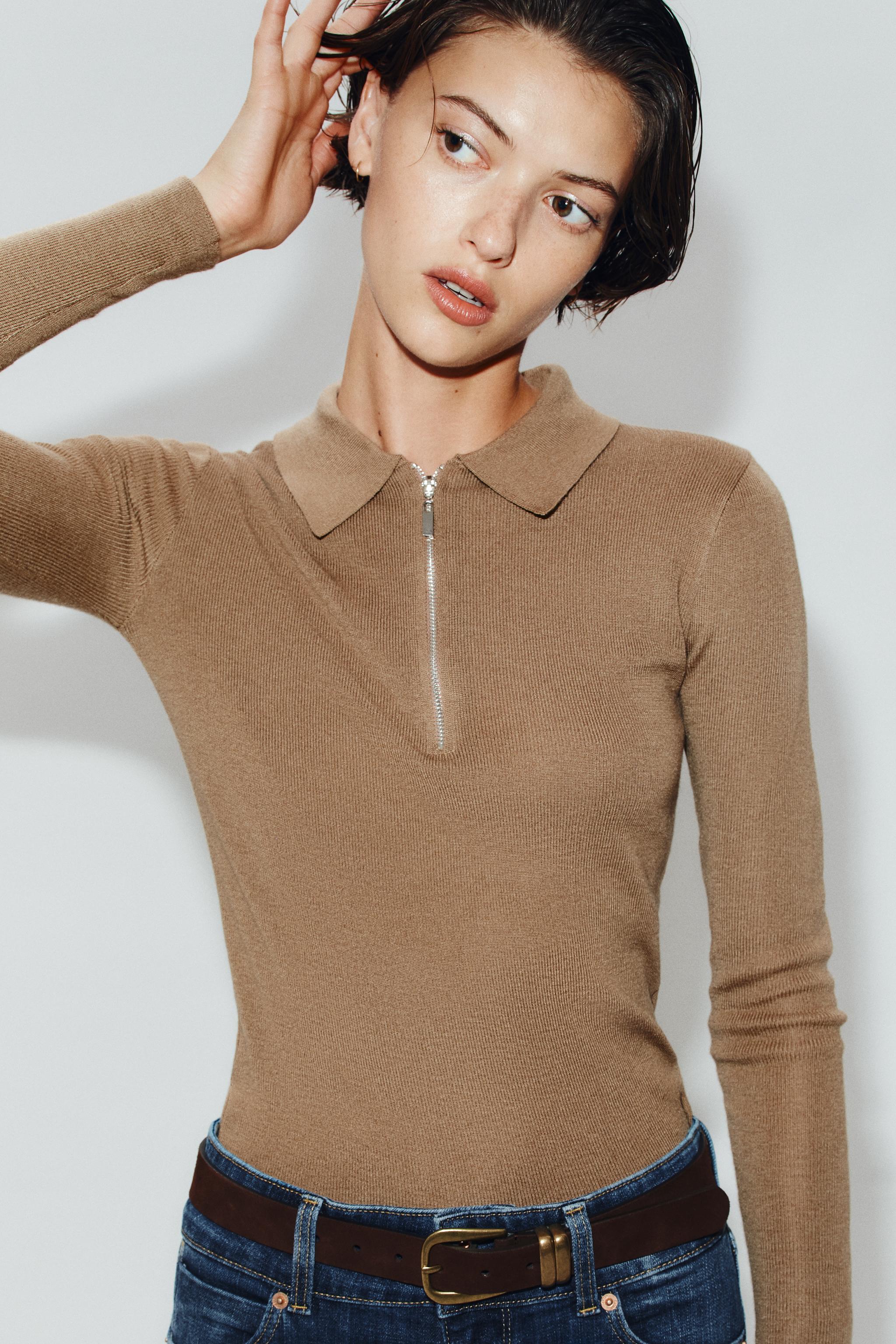 Zara FERMUARLI TRİKO POLO görsel 4