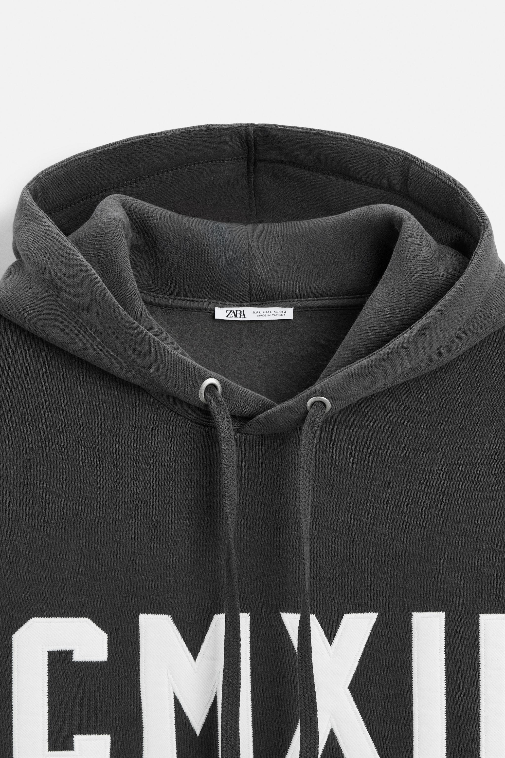 HOODED SWEATSHIRT WITH TEXT - Anthracite grey | ZARA United HOODED SWEATSHIRT WITH TEXT - Anthracite grey | ZARA United