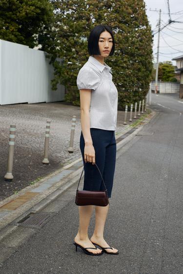 Z1975 ベルト付きカプリデニムパンツブルーZaraのZ1975 ベルト付きカプリデニムパンツ - ブルー 