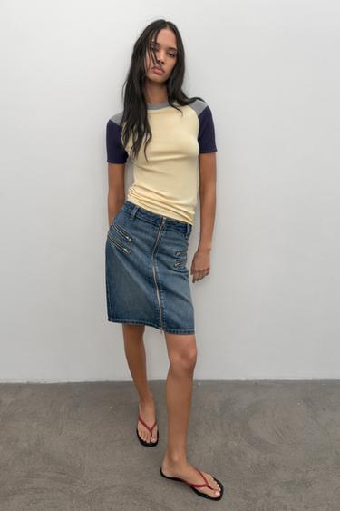 TOP DE PUNT COLOR BLOCK - Multicolor de Zara