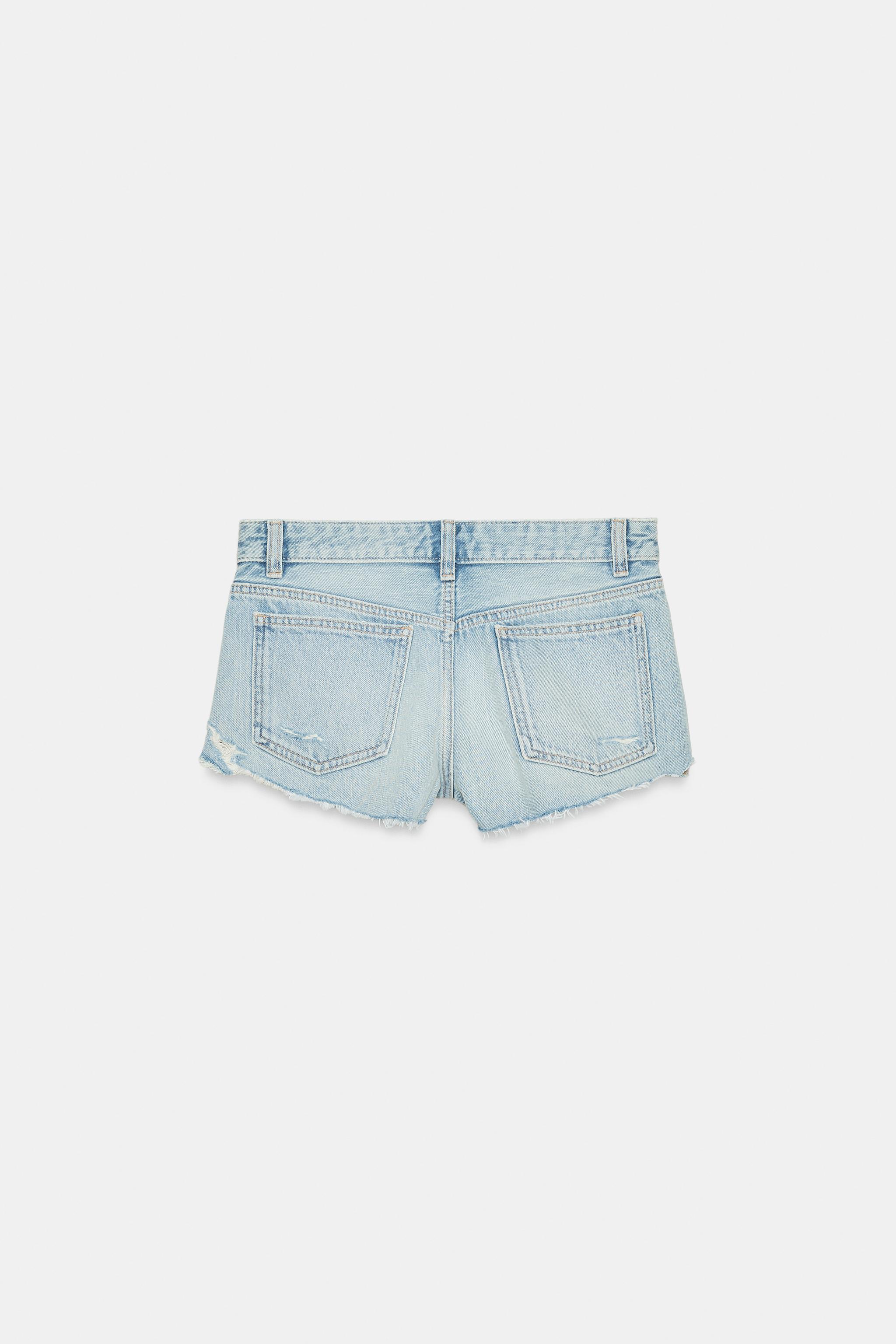 RIPPED MID-RISE TRF DENIM SHORTS