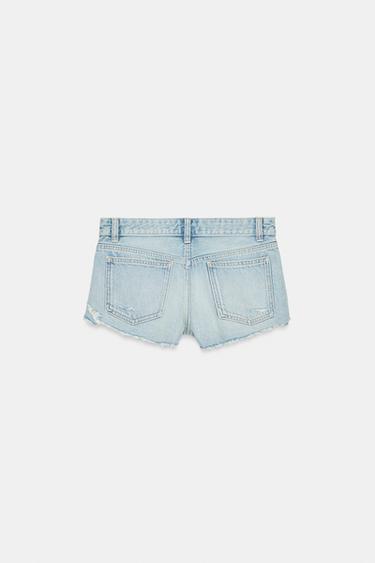 SHORT EN DENIM TRF DÉCHIRÉ TAILLE MI-HAUTE - Bleu clair de Zara - Image 7
