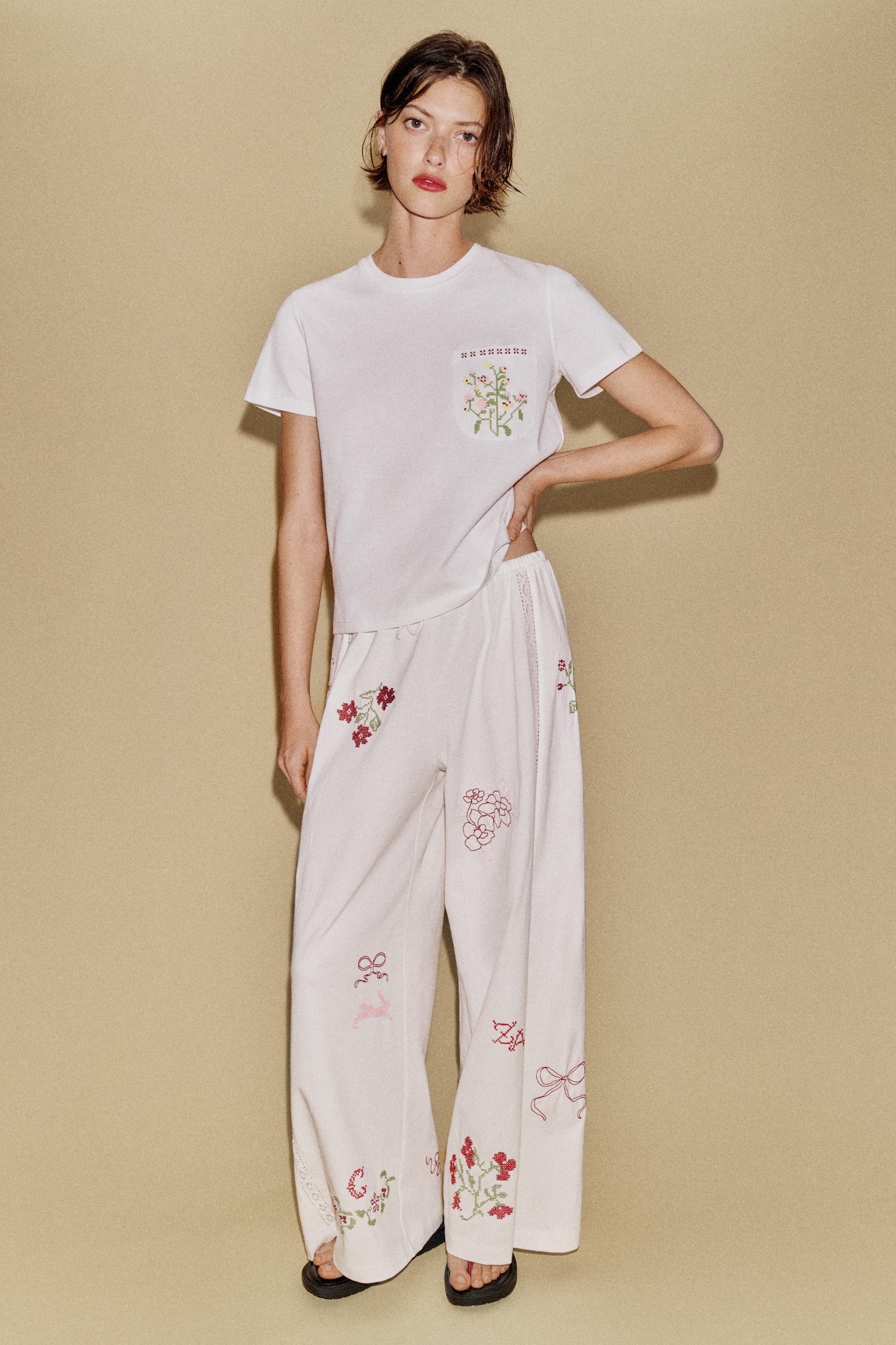 İŞLEMELİ UZUN PANTOLON