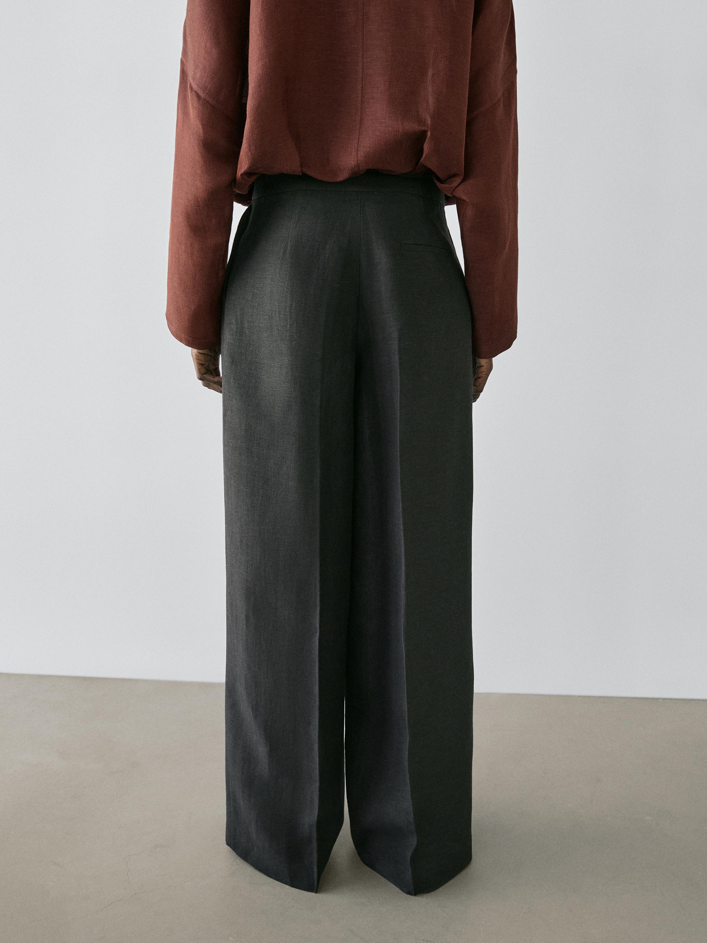 Flowing linen suit trousers