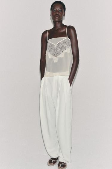 TOP ENCAJE - Blanco roto de Zara