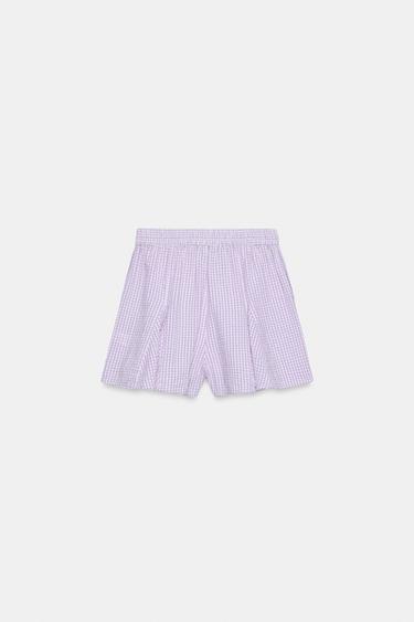 JUPE-PANTALON À CARREAUX VICHY ET VOLANTS - Mauve de Zara - Image 6