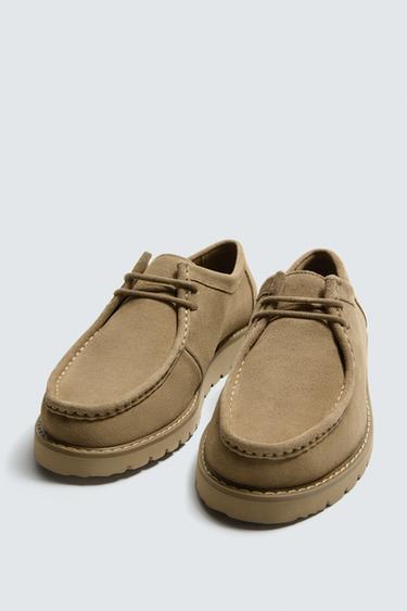 CHAUSSURES EN CUIR BORDÉES - Beige de Zara - Image 4