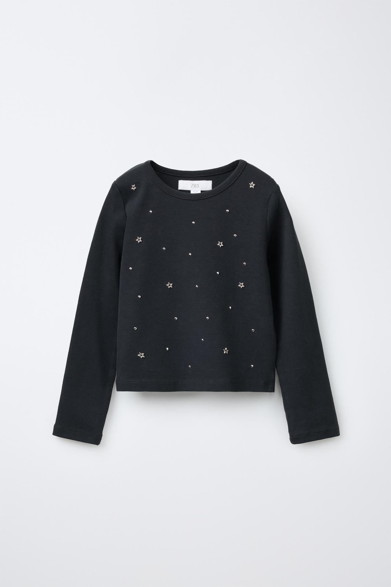 STUDDED T-SHIRT — Anthracite grey