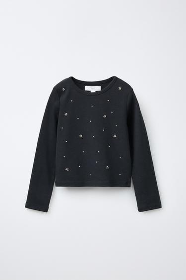 STUDDED T-SHIRT — Anthracite grey 1
