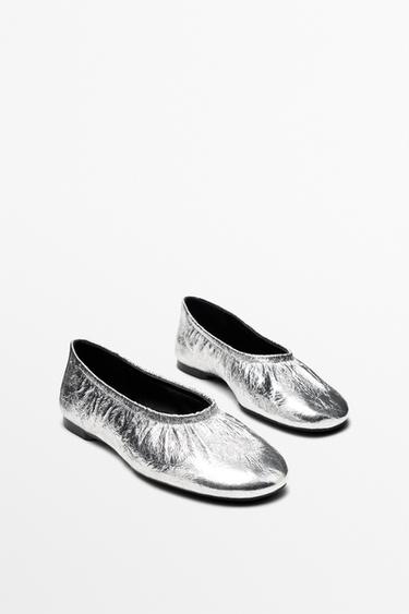 Metallic leather ballet flats — Silver 2