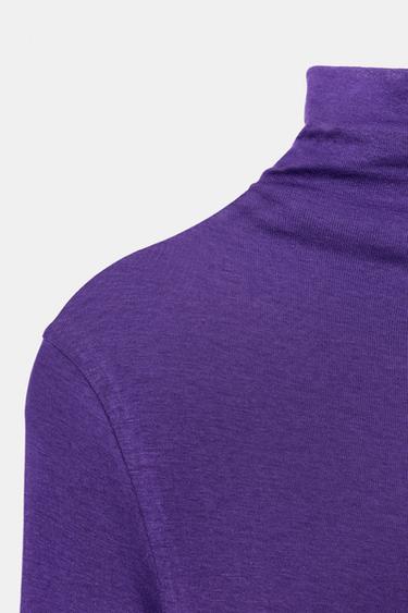 T-SHIRT EN COTON SUPIMA® - Violet de Zara - Image 6