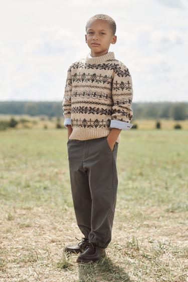 Zara GRECA PRINT KNIT JUMPER LIMITED EDITION - Beige / Taupe brown