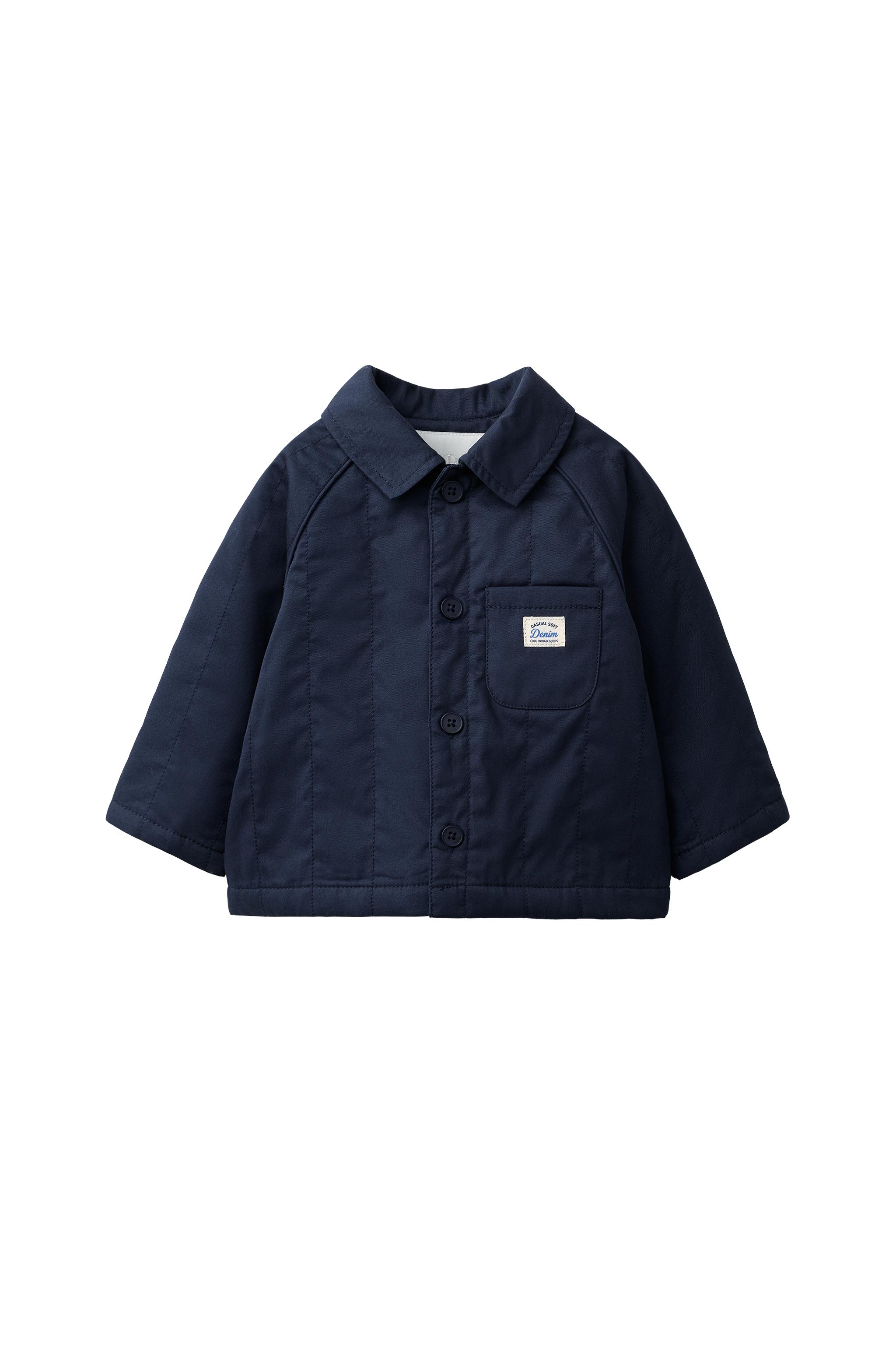 ラベル付きキルティングジャケット - ブルー/インディゴ | ZARA Japan