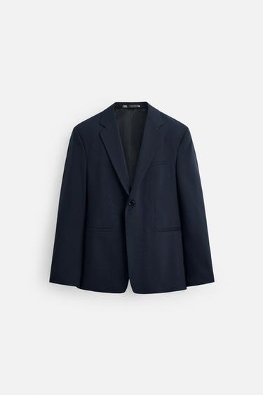 Zara TEXTURED SUIT JACKET - Navy blue